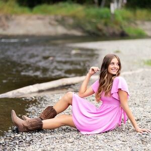 See you Monday pink short dress xl